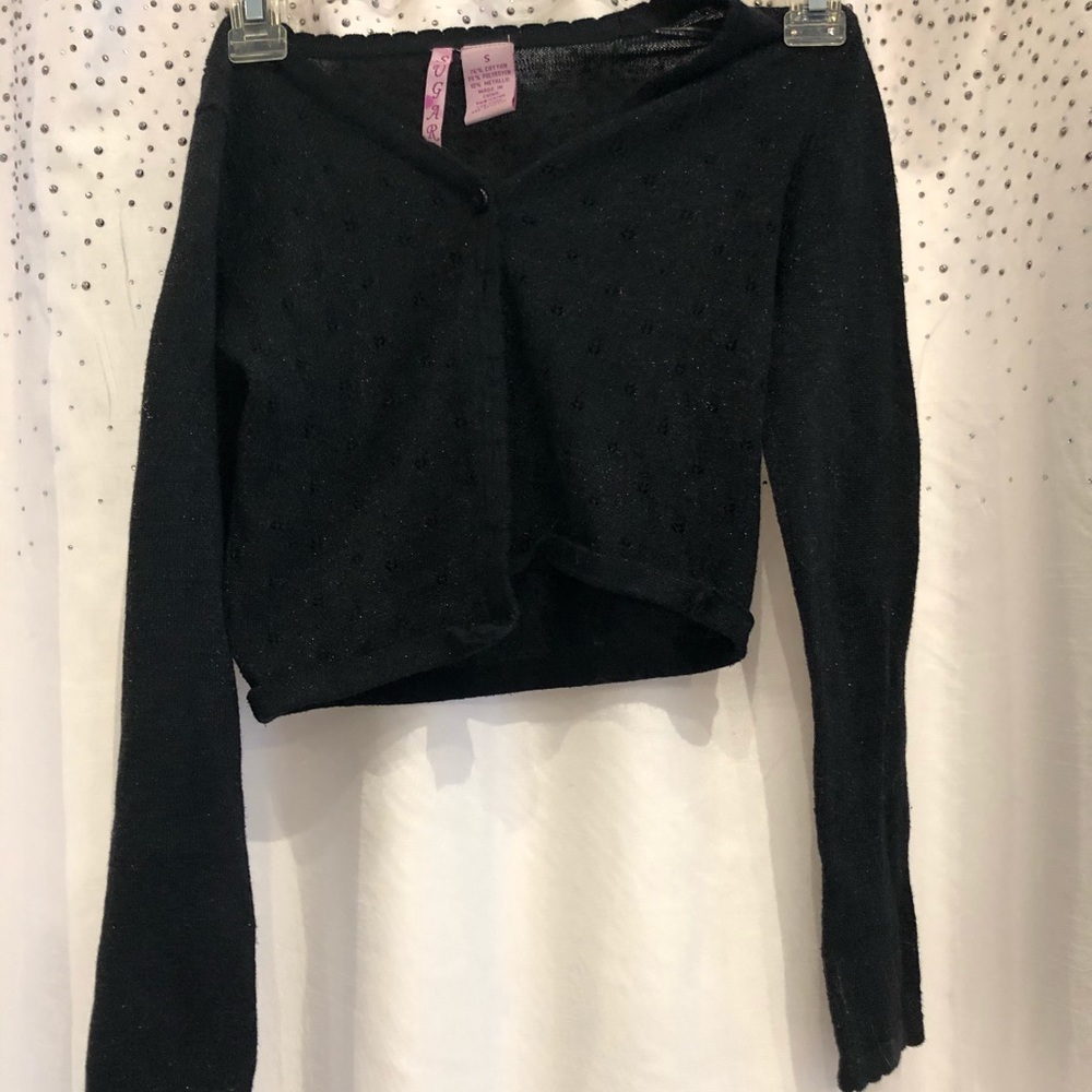 Young girls black button up cardigan